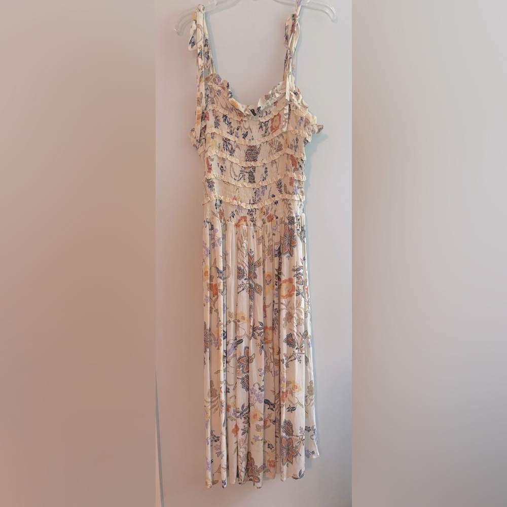 Free People floral romantic flowy adjustable dress with ruffles